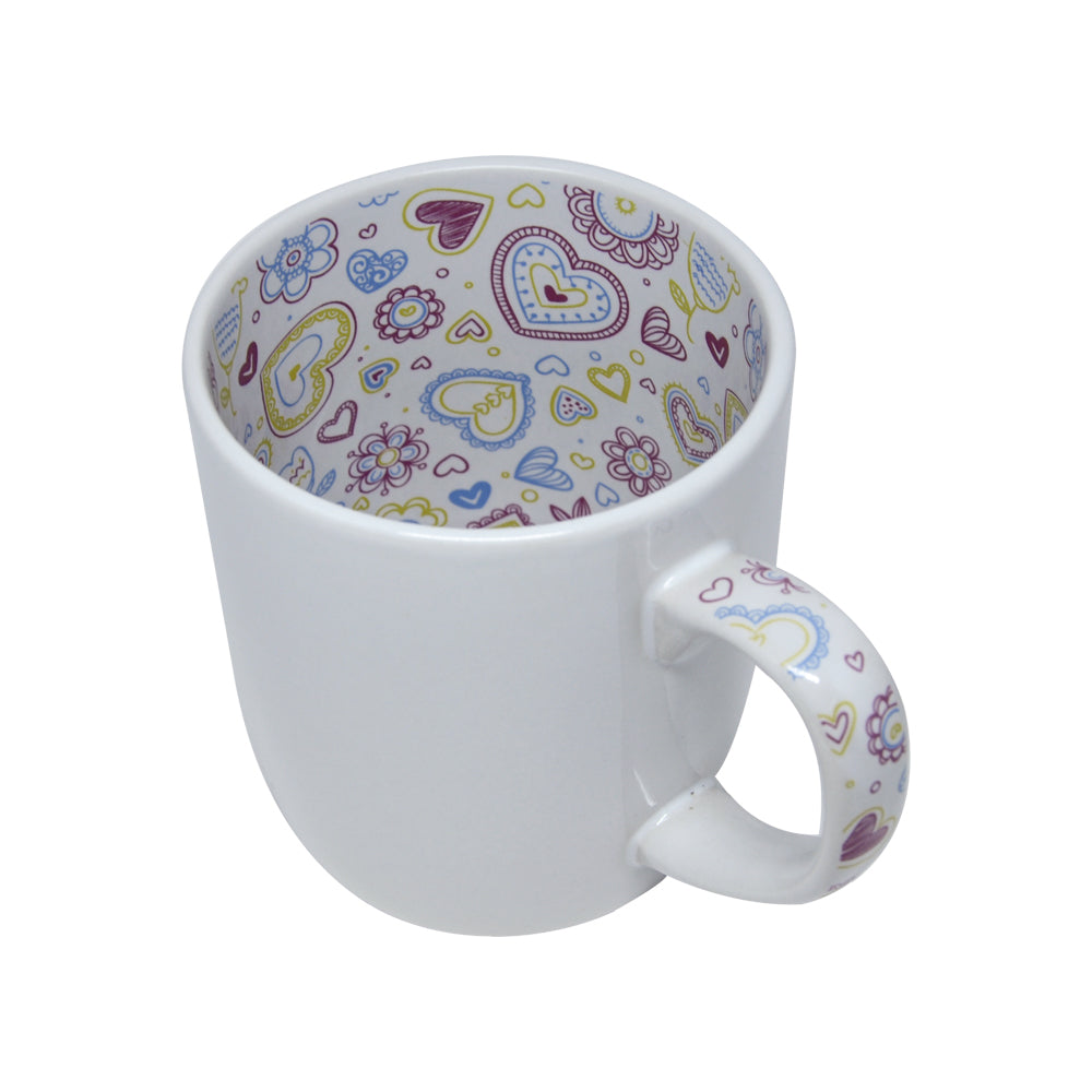 Caneca de Cerâmica 325ml Coração Azul Vermelho para Sublimação LiVE