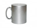 Caneca de Cerâmica Perolada Prata 325ml com Brilho para Sublimação