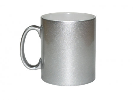 Caneca de Cerâmica Perolada Prata 325ml com Brilho para Sublimação