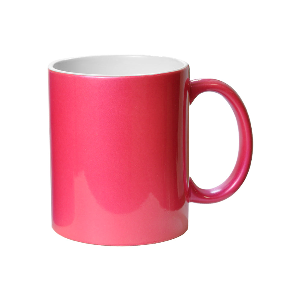 Caneca de Cerâmica Perolada Rosa Púrpura 325ml para Sublimação