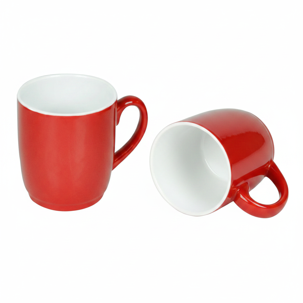 325ml Red and White Ceramic Mug with Silicone for Sublimation