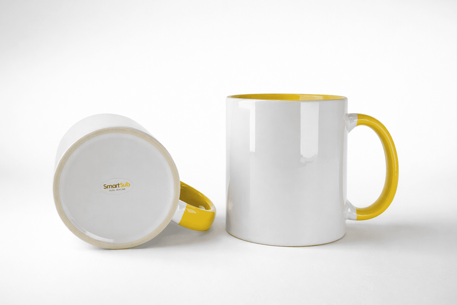 Caneca SmartSub 325ml Branca com Interior e Alça Amarela para Sublimação