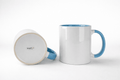 Caneca SmartSub 325ml Branca com Interior e Alça Azul Claro para Sublimação