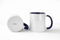 Caneca SmartSub 325ml Cerâmica Branca com Interior e Alça Azul Escuro para Sublimação