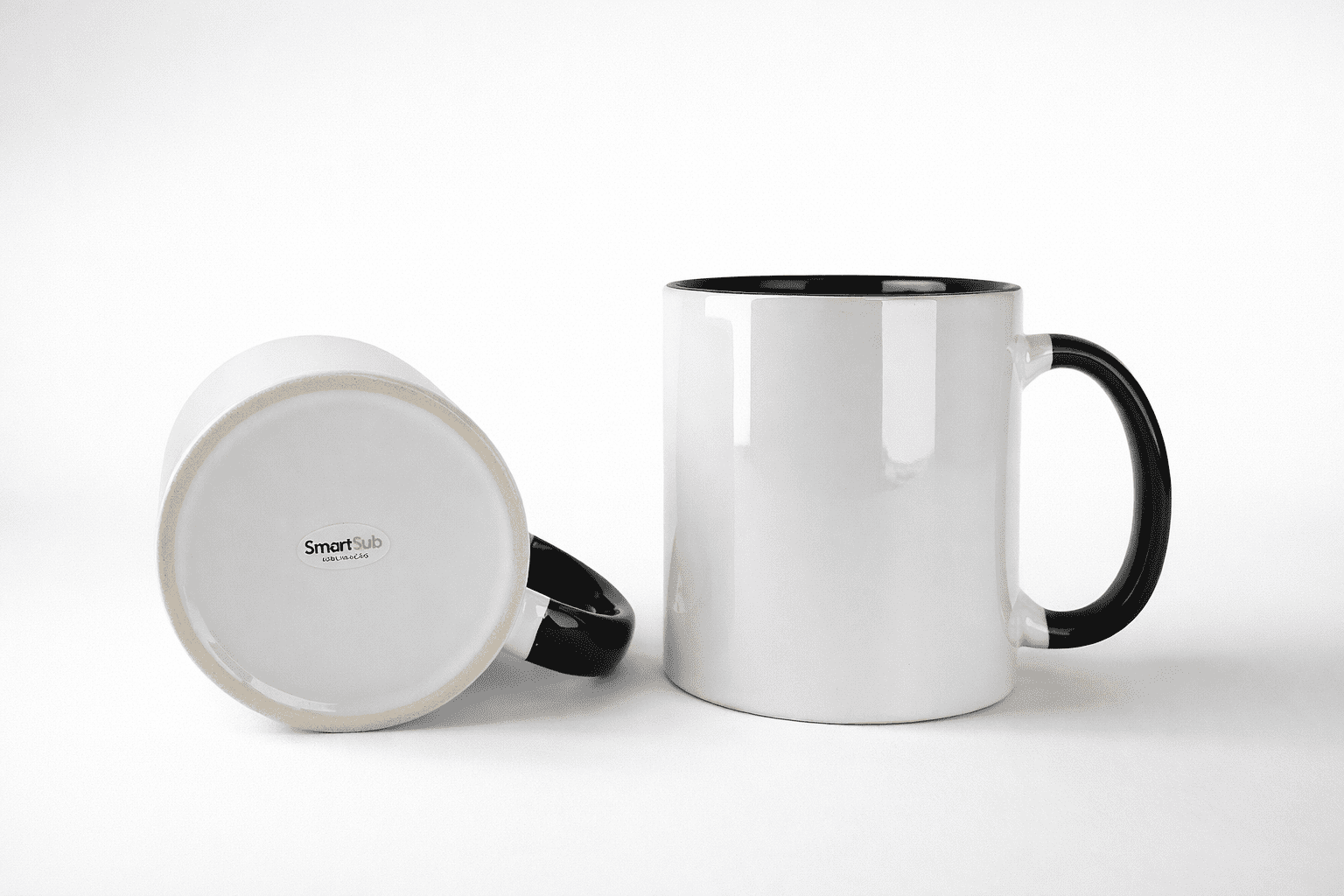 Caneca SmartSub 325ml Branca com Interior e Alça Preta para Sublimação