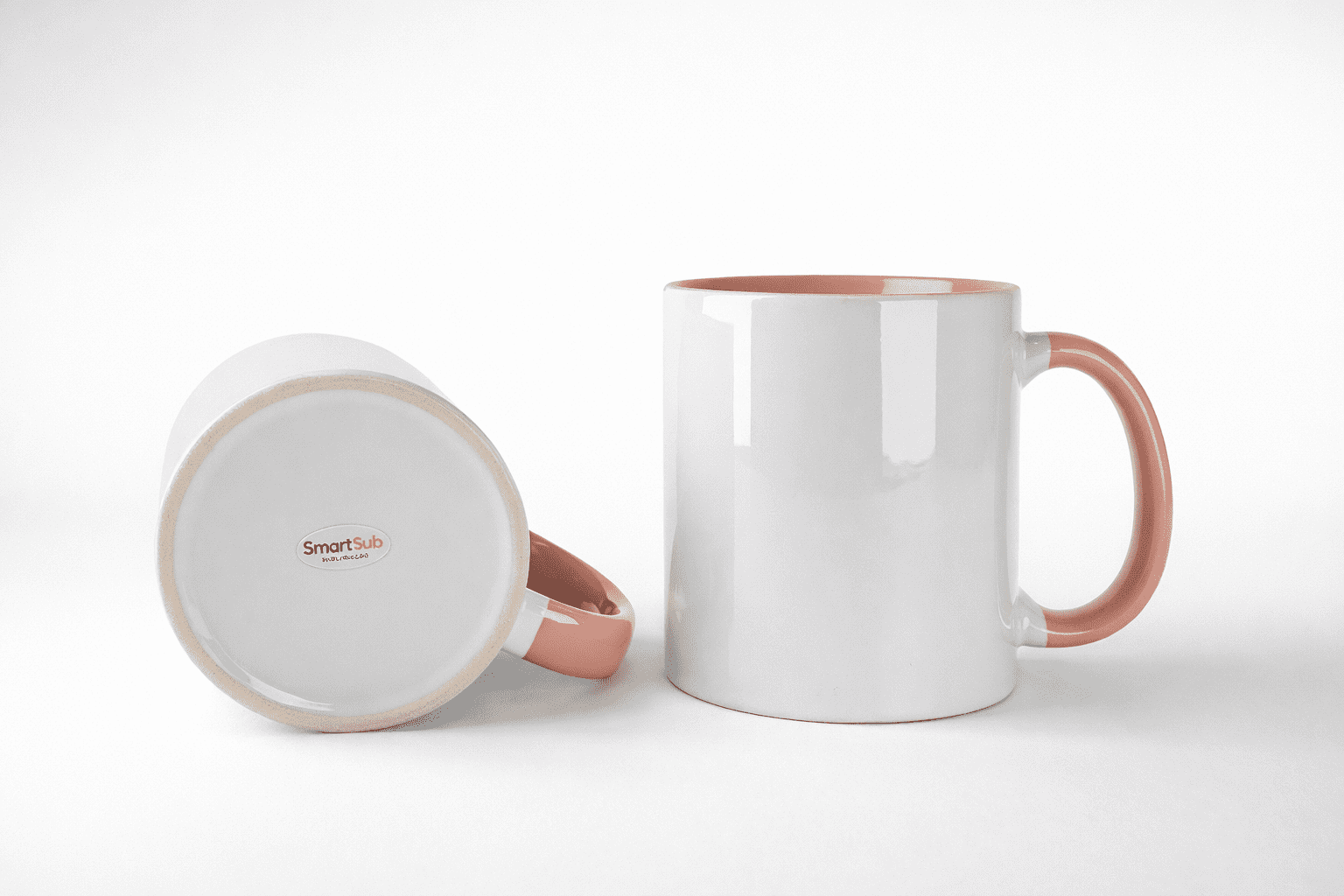 Caneca SmartSub 325ml Branca com Interior e Alça Rosa Bebê para Sublimação