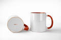 Caneca SmartSub 325ml Cerâmica Branca com Interior e Alça Vermelha para Sublimação