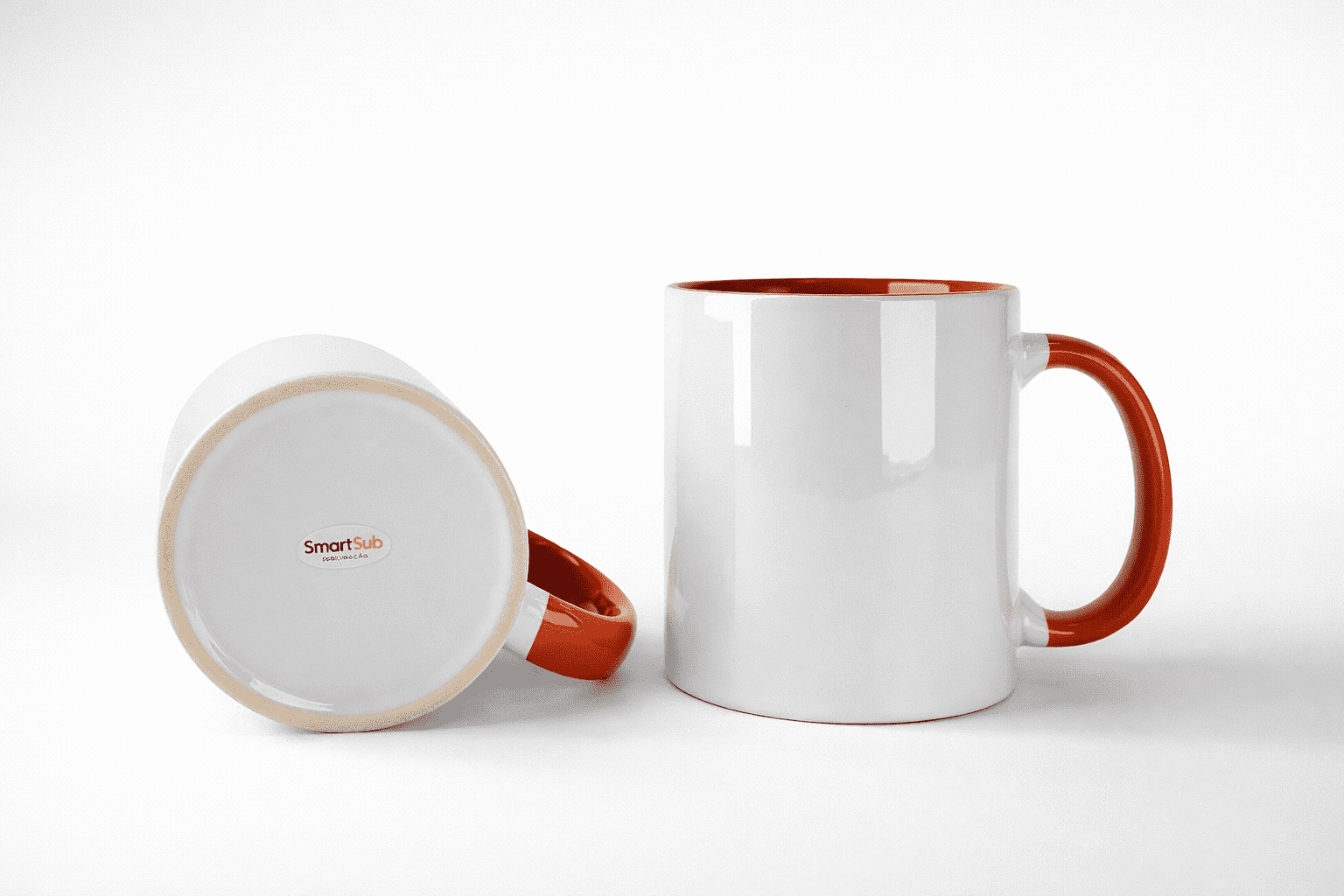 Caneca SmartSub 325ml Cerâmica Branca com Interior e Alça Vermelha para Sublimação