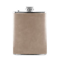 Cantil de Inox 240ml com Capa de Couro Marrom Claro para Sublimação