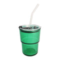 Copo de Vidro Verde 400ml com Tampa e Canudo para Sublimação