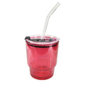 Copo de Vidro Vermelho 400ml com Tampa Acrílica e Canudo para Sublimação