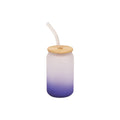 Copo de Vidro 400ml Degradê Roxo com Tampa Bambu e Canudo para Sublimação