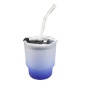 Copo de Vidro 400ml Degradê Azul Escuro com Tampa Acrílica para Sublimação