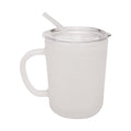 Copo de Vidro Fosco 400ml com Tampa e Canudo para Sublimação