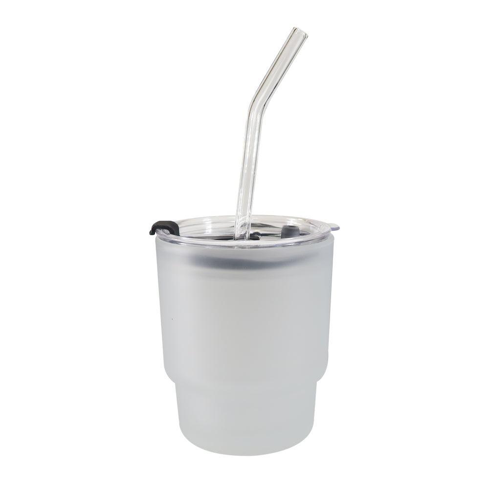 Copo de Vidro Fosco 400ml com Tampa Acrílica para Sublimação