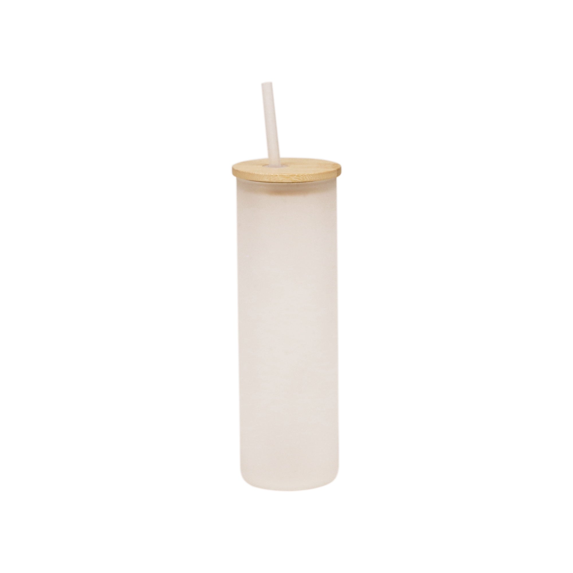 Copo de Vidro 550ml com Tampa de Bambu e Canudo para Sublimação