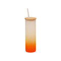 Copo de Vidro 550ml Degradê Laranja com Tampa de Bambu e Canudo para Sublimação