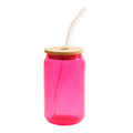 Copo de Vidro Borosilicato 440ml Formato Latinha Roxa para Sublimação