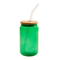 Copo de Vidro 440ml com Tampa de Bambu e Canudo para Sublimação