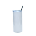 Copo de Inox 450ml Branco Pérola com Tampa e Canudo para Sublimação