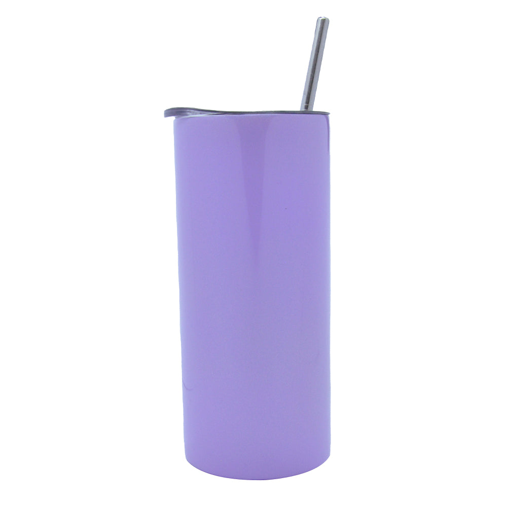 Copo de Inox 450ml Roxo Pérola com Tampa e Canudo para Sublimação