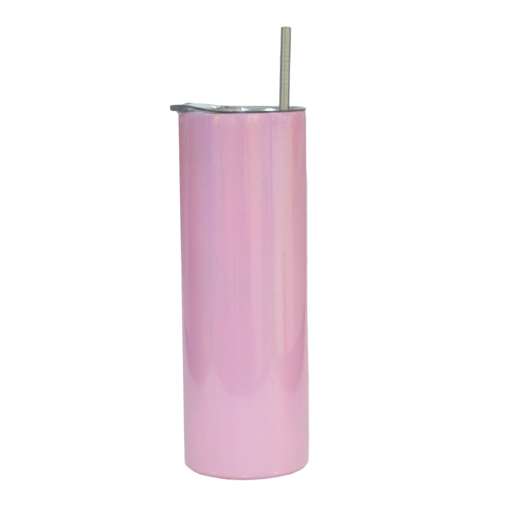 Copo de Inox Rosa Pérola 600ml com Tampa e Canudo para Sublimação