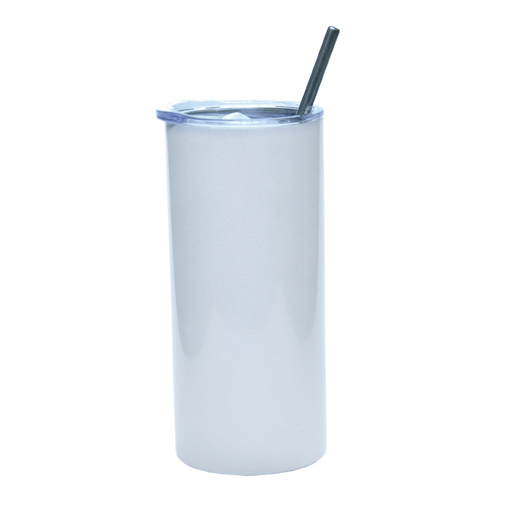 Copo de Inox Branco 600ml com Tampa e Canudo para Sublimação LiVE