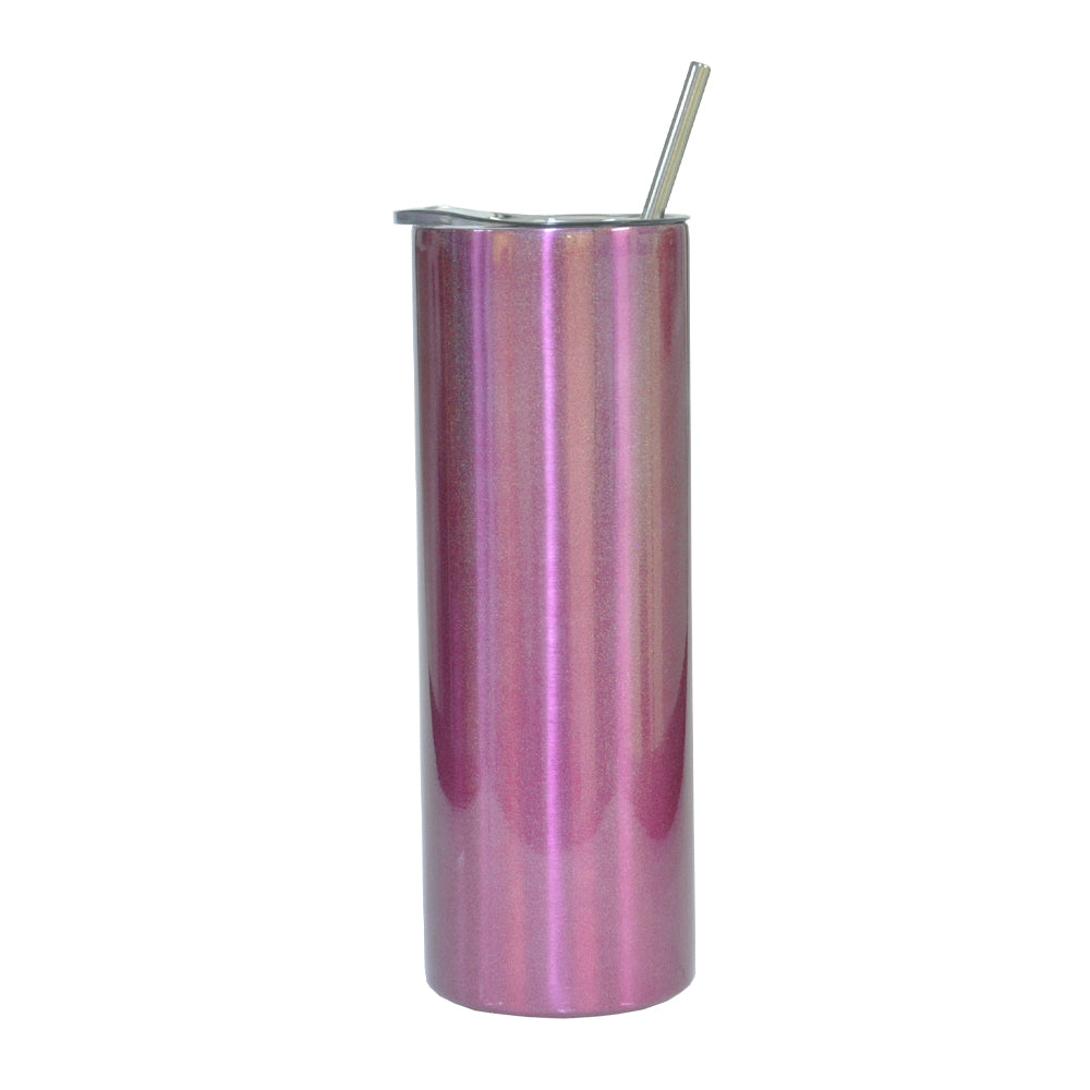 Copo de Inox 600ml Rosa Pérola com Tampa e Canudo para Sublimação