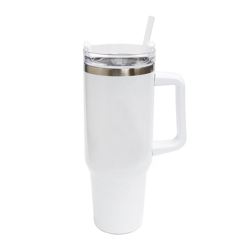Copo Térmico TITAN Branco 1200ml Aço Inox com Canudo para Sublimação