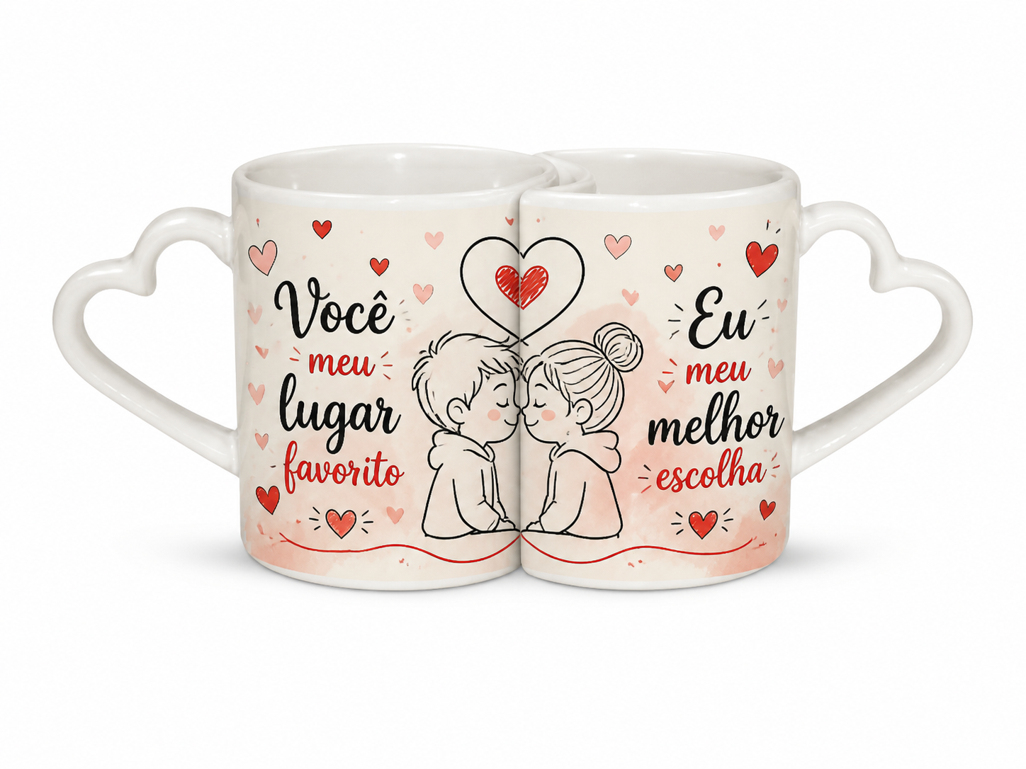 Caneca de Cerâmica Branca 325ml com Alça Coração para Sublimação