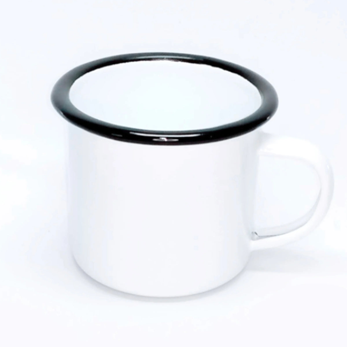 White Enamel Mug with Black Rim 360ml for Sublimation LiVE