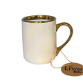 Caneca Cerâmica Branca com Interior e Alça Dourada 325ml para Personalização