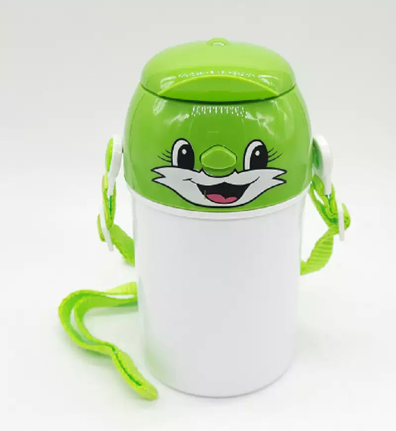 Garrafa Plástica Infantil Verde 400ml com Tampa Rostinho para Sublimação