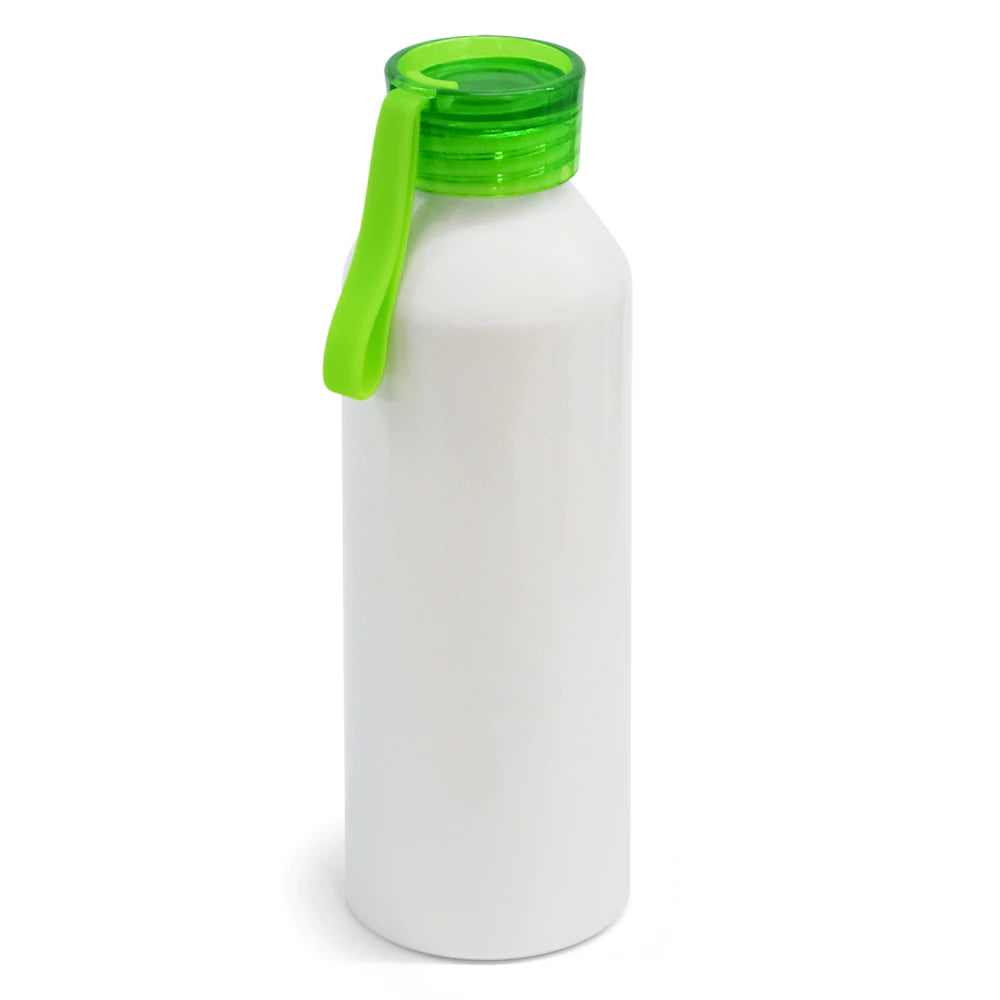Garrafa de Alumínio 650ml Branca com Tampa Verde Claro para Sublimação