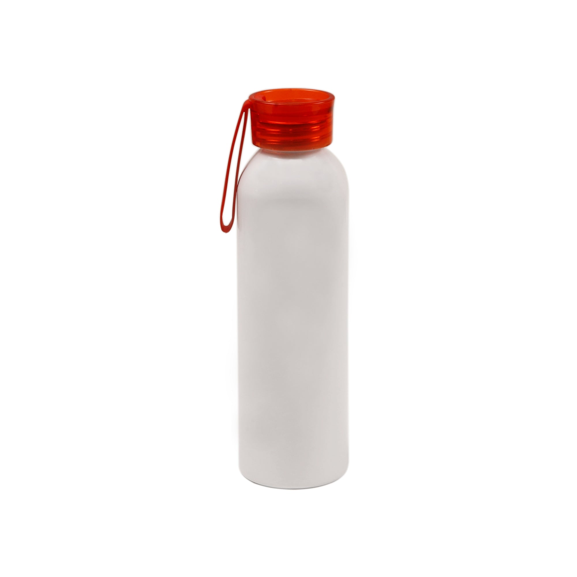 Garrafa de Alumínio Sports 650ml Branca com Tampa Laranja para Sublimação
