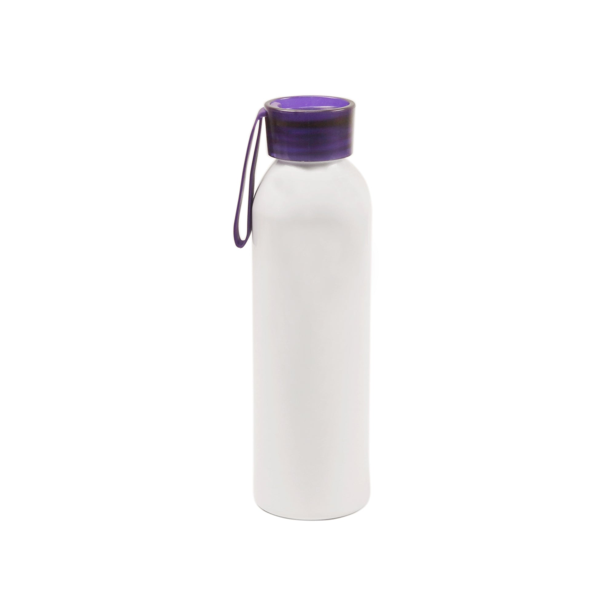 Garrafa de Alumínio 650ml Branca com Tampa Roxa para Sublimação
