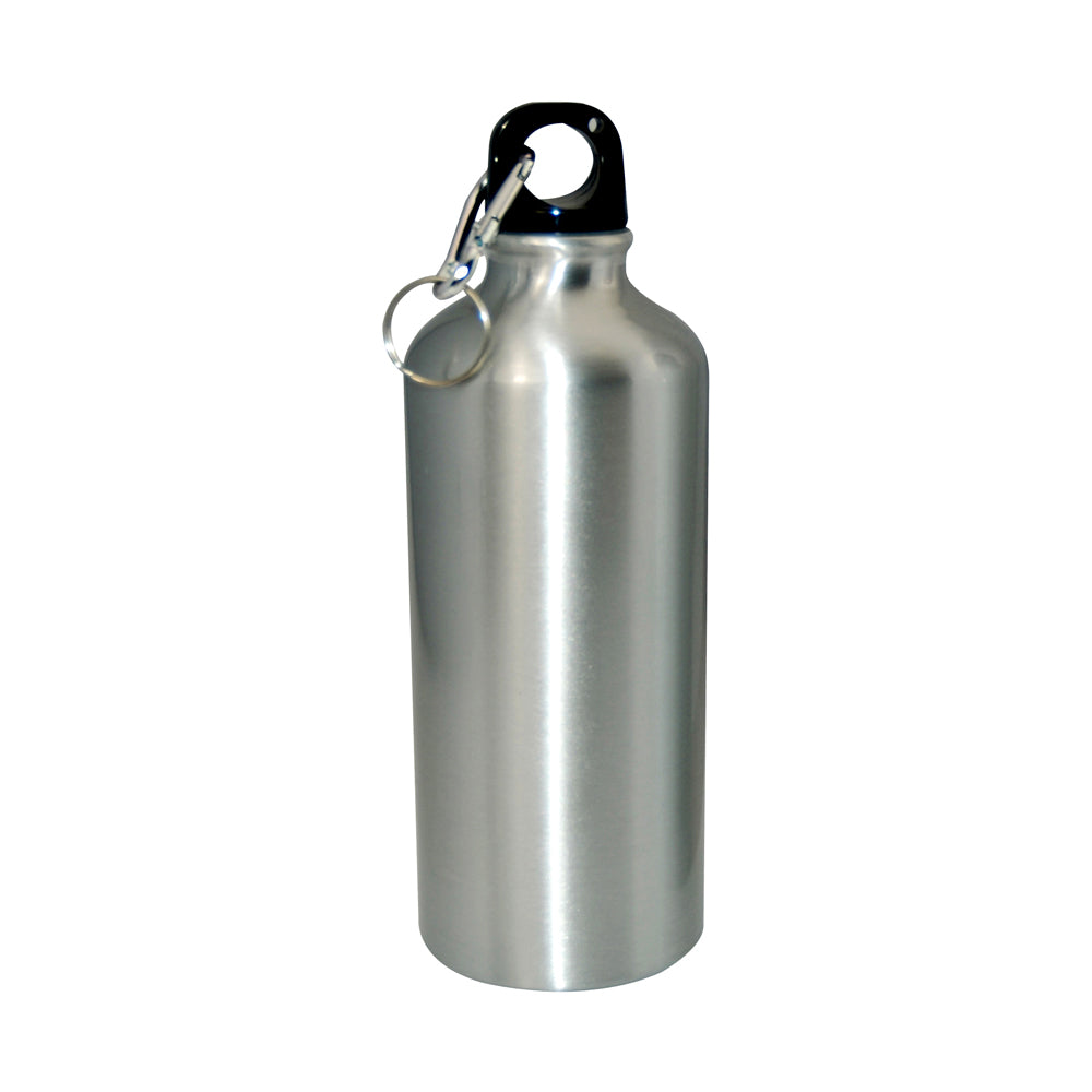 Garrafa de Alumínio 600ml Prata com Mosquetão para Sublimação LiVE
