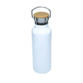 Garrafa Térmica Inox 500ml Branca com Tampa de Bambu para Sublimação