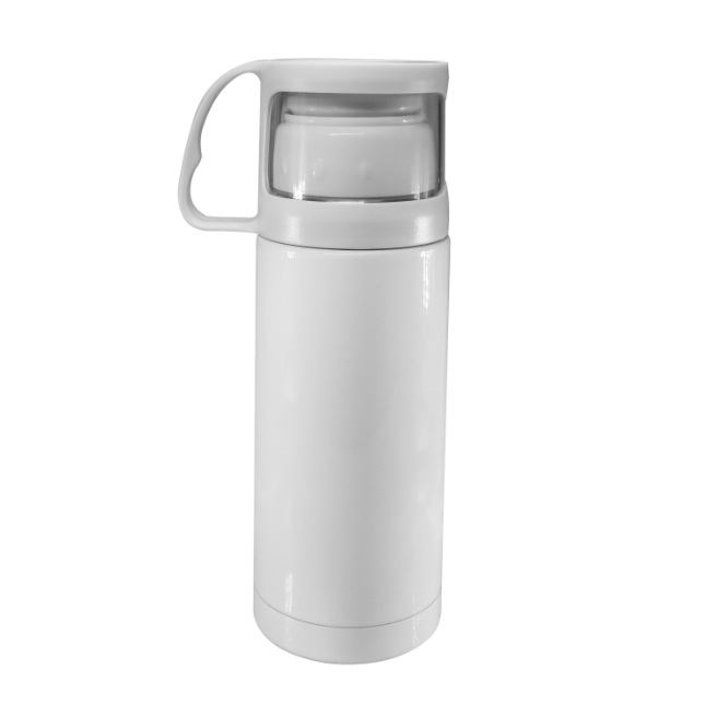 Garrafa Térmica Inox 300ml Branca com Tampa Copo para Sublimação