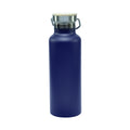 Garrafa Térmica de Inox 500ml Azul Fosca com Tampa Bambu para Sublimação