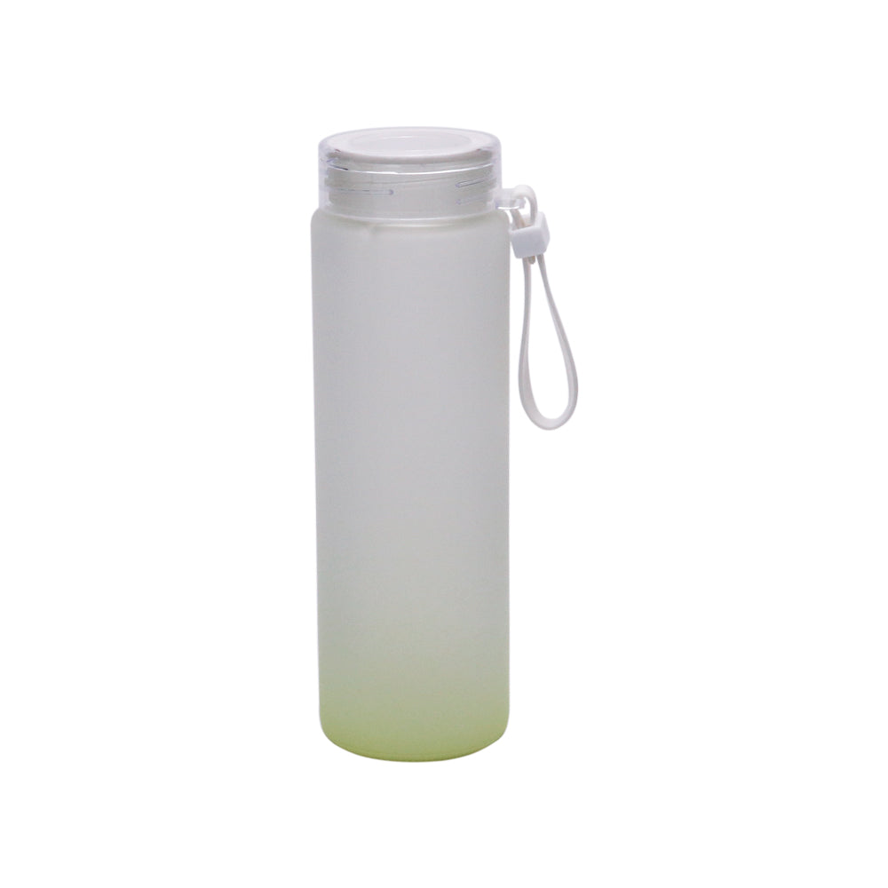 Garrafa de Vidro 450ml Degradê Amarelo com Tampa e Alça para Sublimação