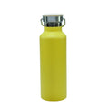 Garrafa Térmica de Inox Amarela 500ml com Tampa de Bambu para Sublimação