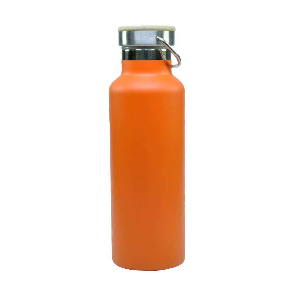 Garrafa Térmica Inox 500ml Laranja com Tampa de Bambu para Sublimação