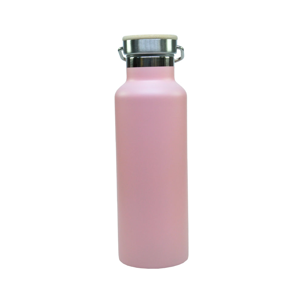 Garrafa Térmica Inox 500ml Rosa Claro com Tampa de Bambu para Sublimação