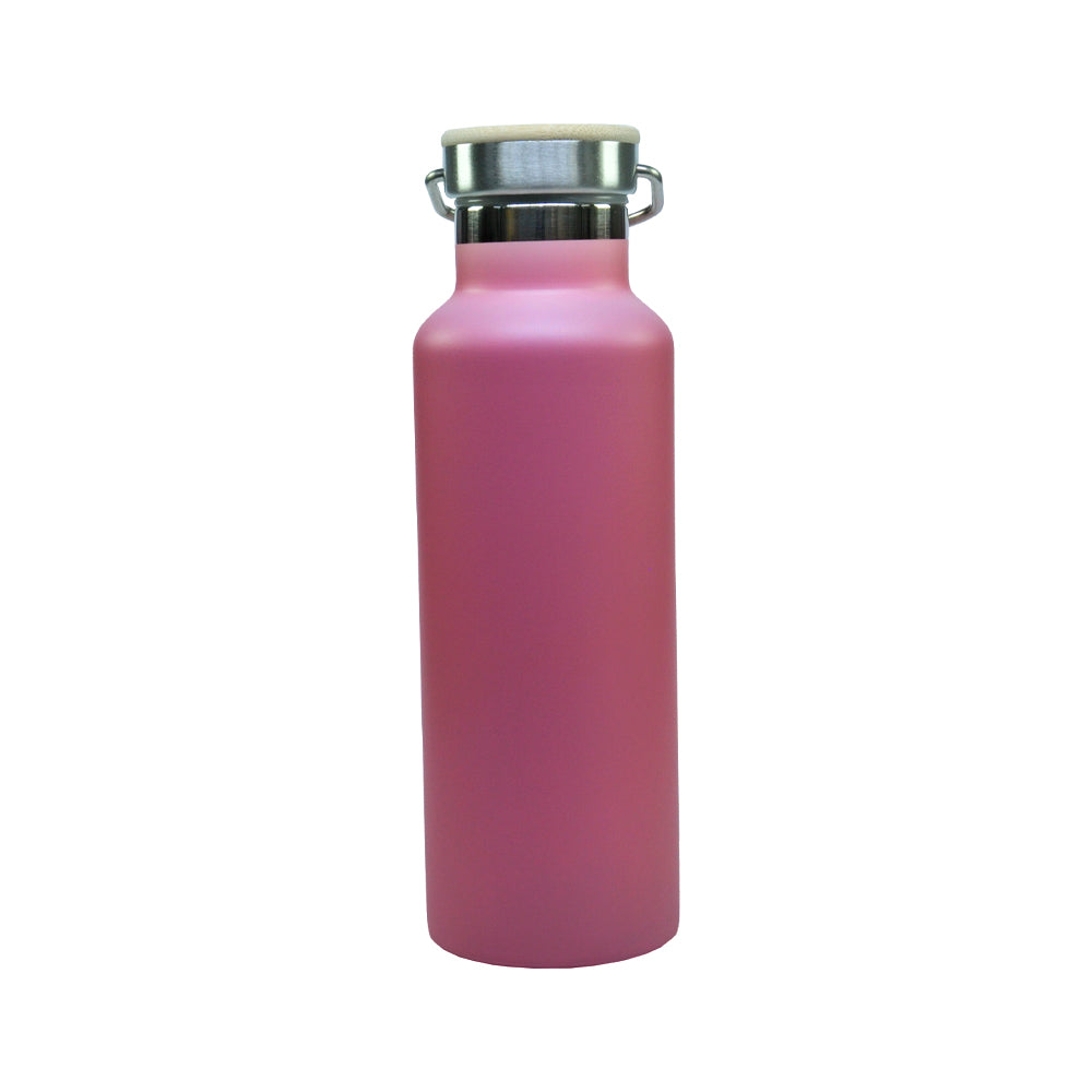 Garrafa Térmica Inox 500ml Rosa Escuro com Tampa de Bambu para Sublimação