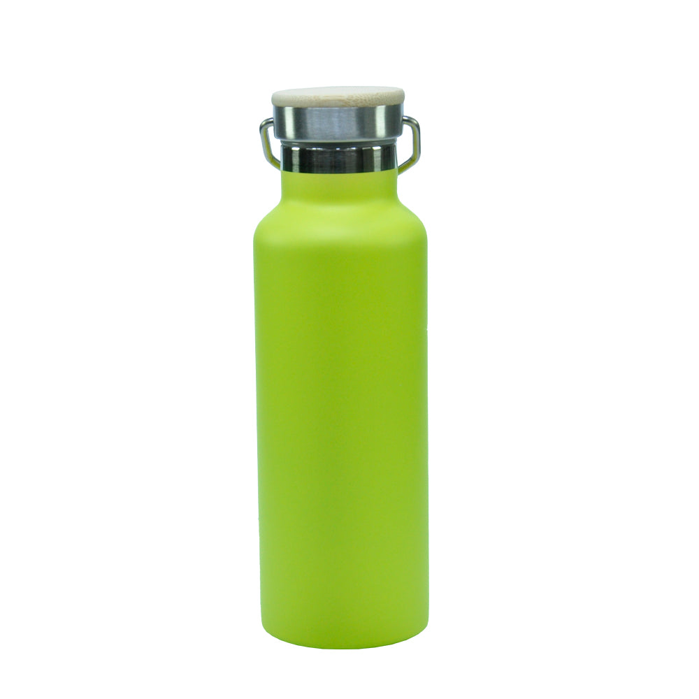 Garrafa Térmica Inox Verde 500ml com Tampa de Bambu para Sublimação
