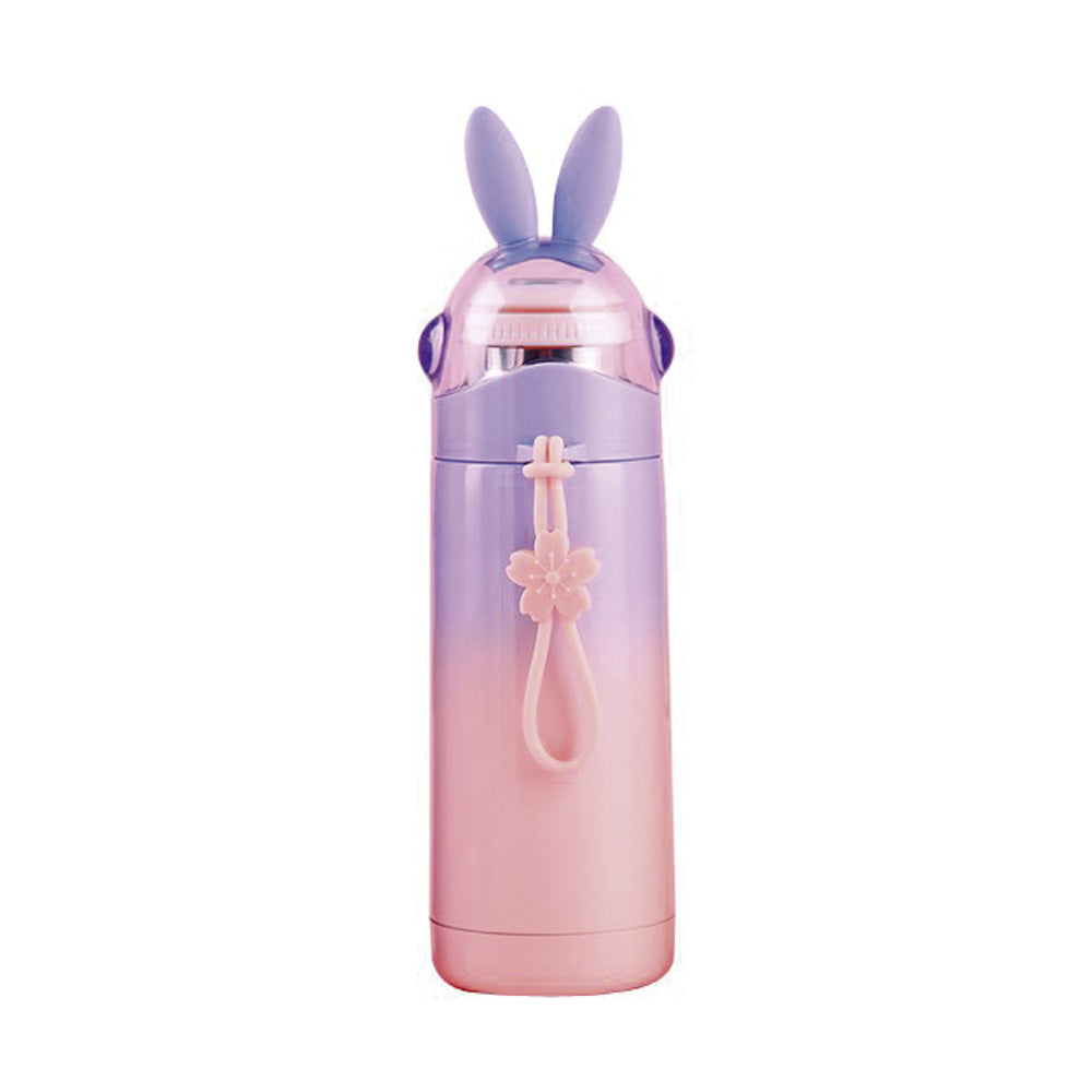 Garrafa Térmica de Inox 350ml Rosa e Roxo com Estampa Coelhinho para Sublimação
