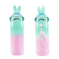 Garrafa Térmica Inox 350ml Rosa e Verde com Estampa Coelhinho para Sublimação