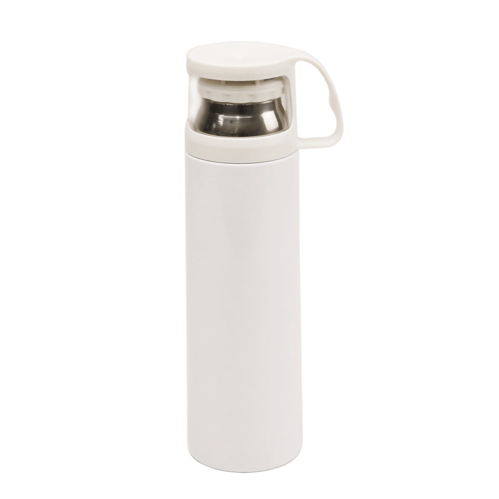 Garrafa Térmica Inox 500ml Branca com Tampa Copo para Sublimação