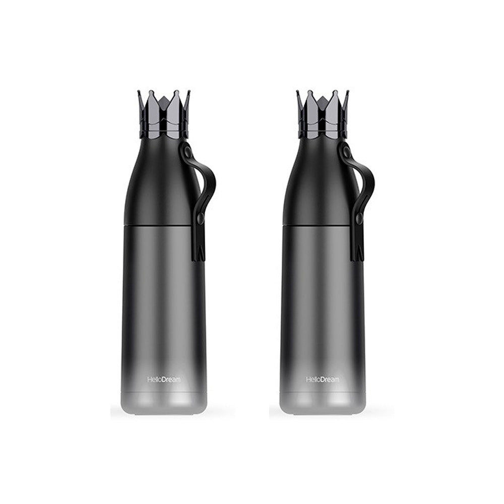 Garrafa Térmica Inox 350ml Preta com Tampa de Coroa para Sublimação